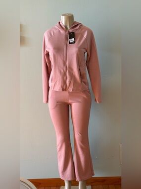 Everyday Zip Hoodie & Flare Joggers Set - Blush Pink